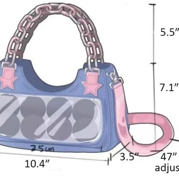 Cute Shoulder Bag Crossbody Bag for Women Y2K Star Patchwork Denim Messenger Bag - Picture 2 of 7